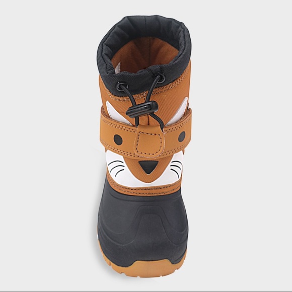 Boys Cute Fox Critter Tan Black Winter Boots NWOT - Picture 3 of 4